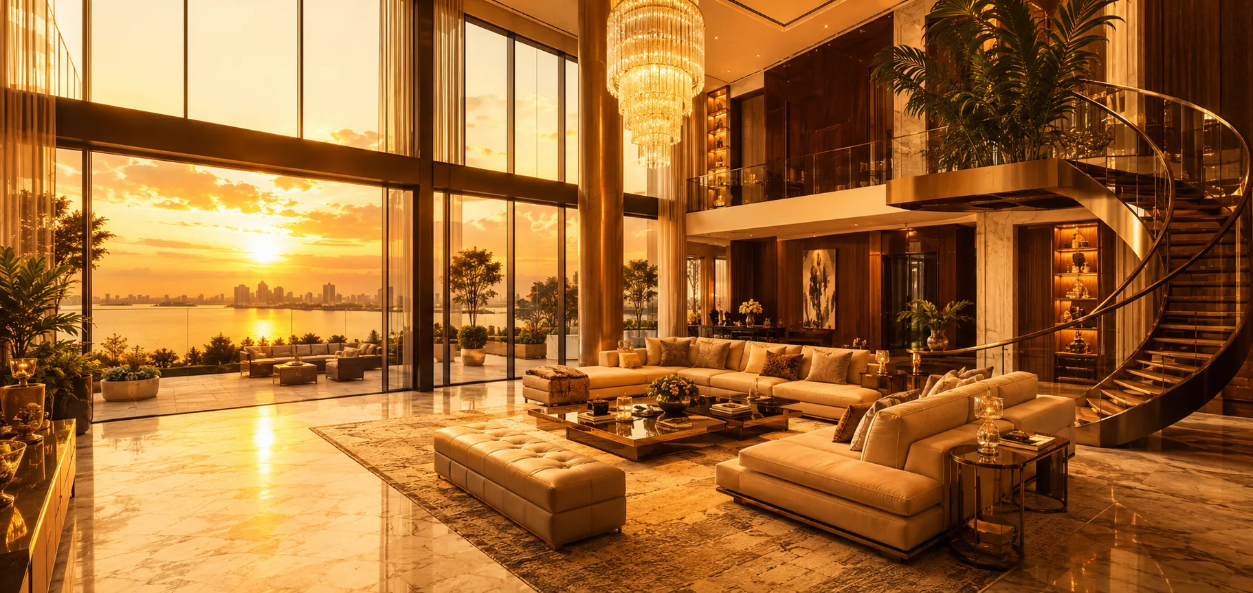 Không gian phòng khách trần cao thông tầng Maison Privée Tây Hồ