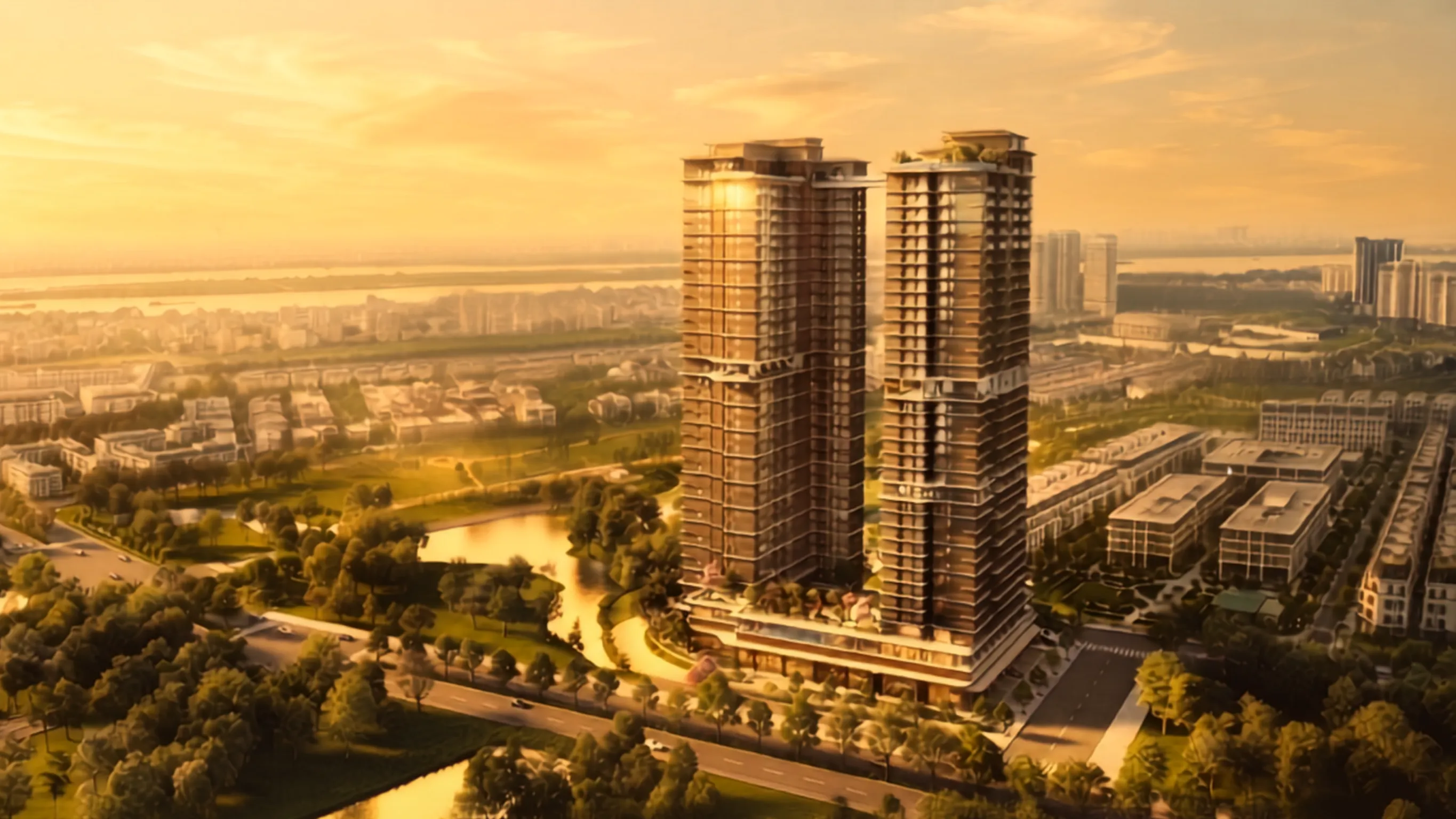 Phối cảnh hai tòa tháp căn hộ Maiso Privée Tây Hồ