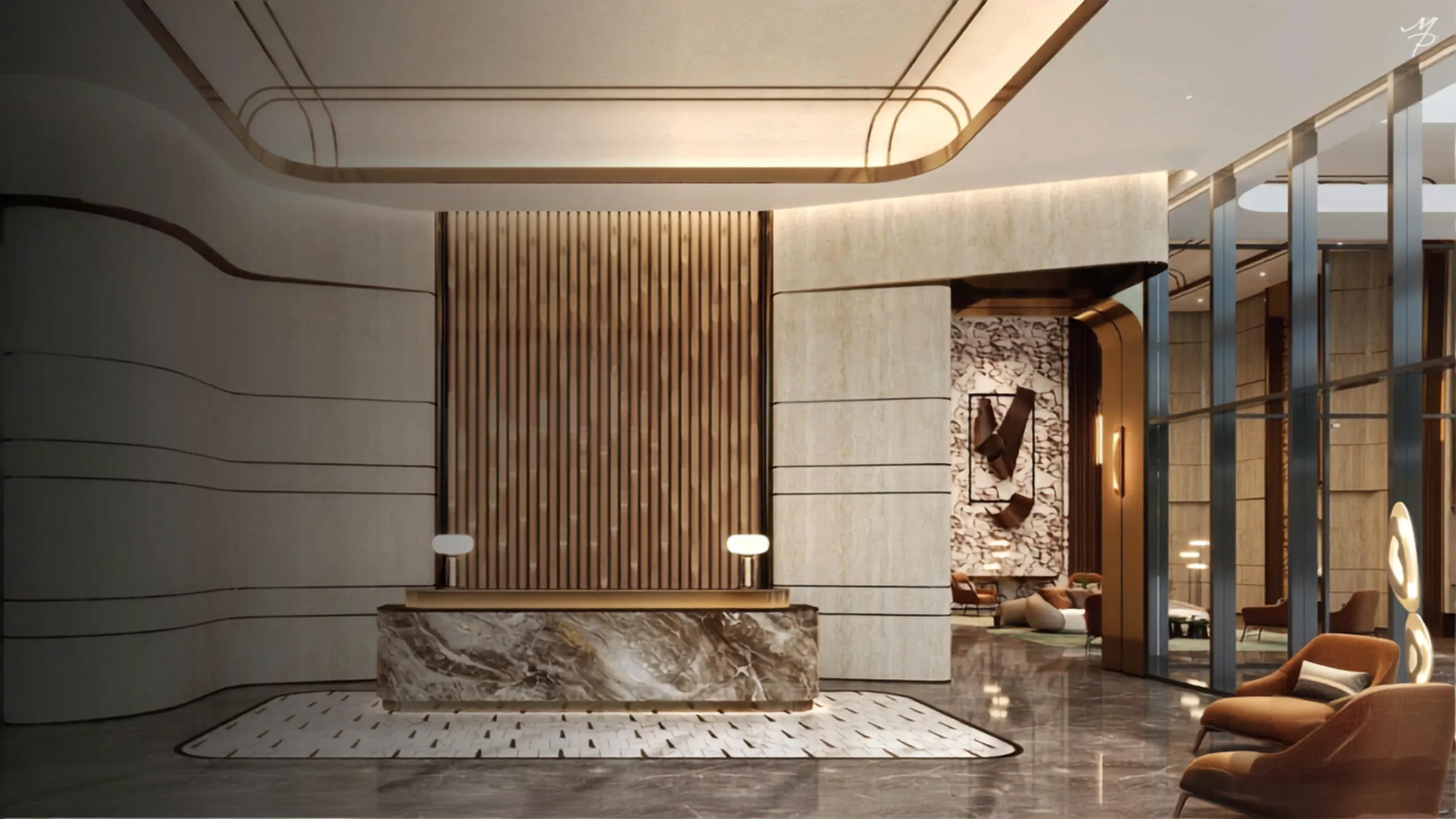 Phối cảnh thang máy sảnh riêng Maison Privée Tây Hồ