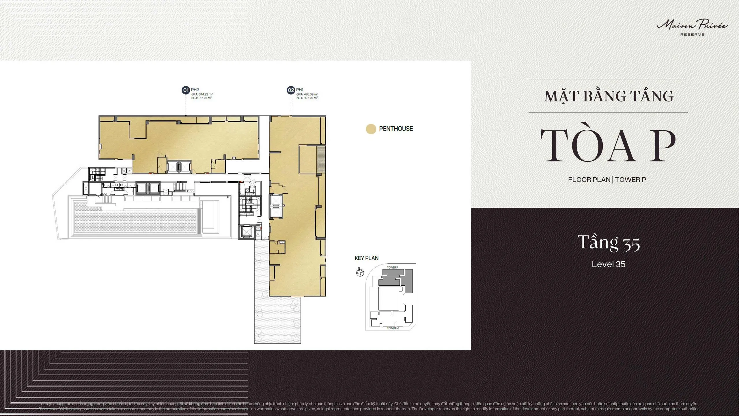 Mặt bằng tầng 35 Penthouse tòa P Maison Privée Tây Hồ