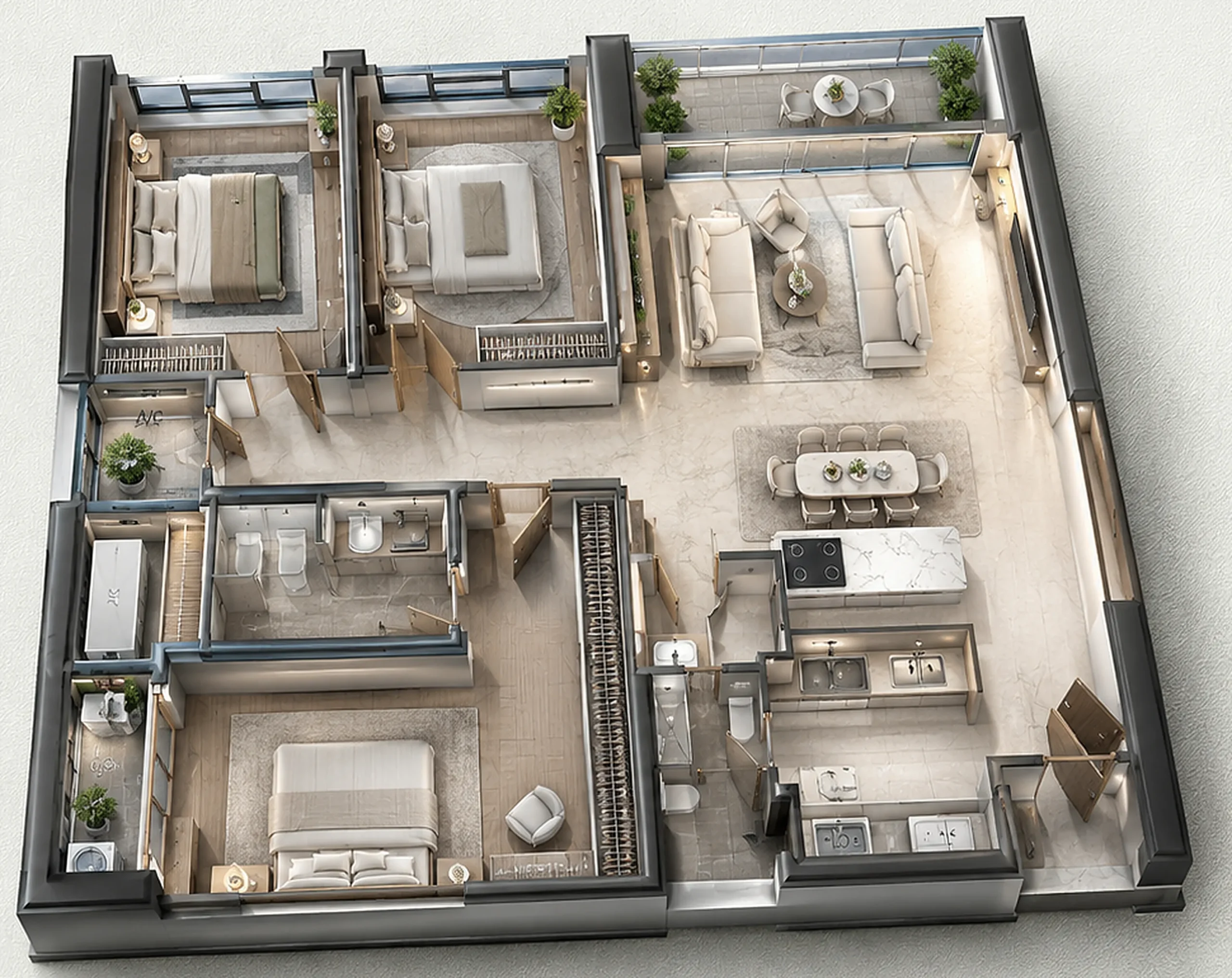 Mặt bằng bán căn hộ 3 ngủ tòa M dự án Maison Privée Tây Hồ