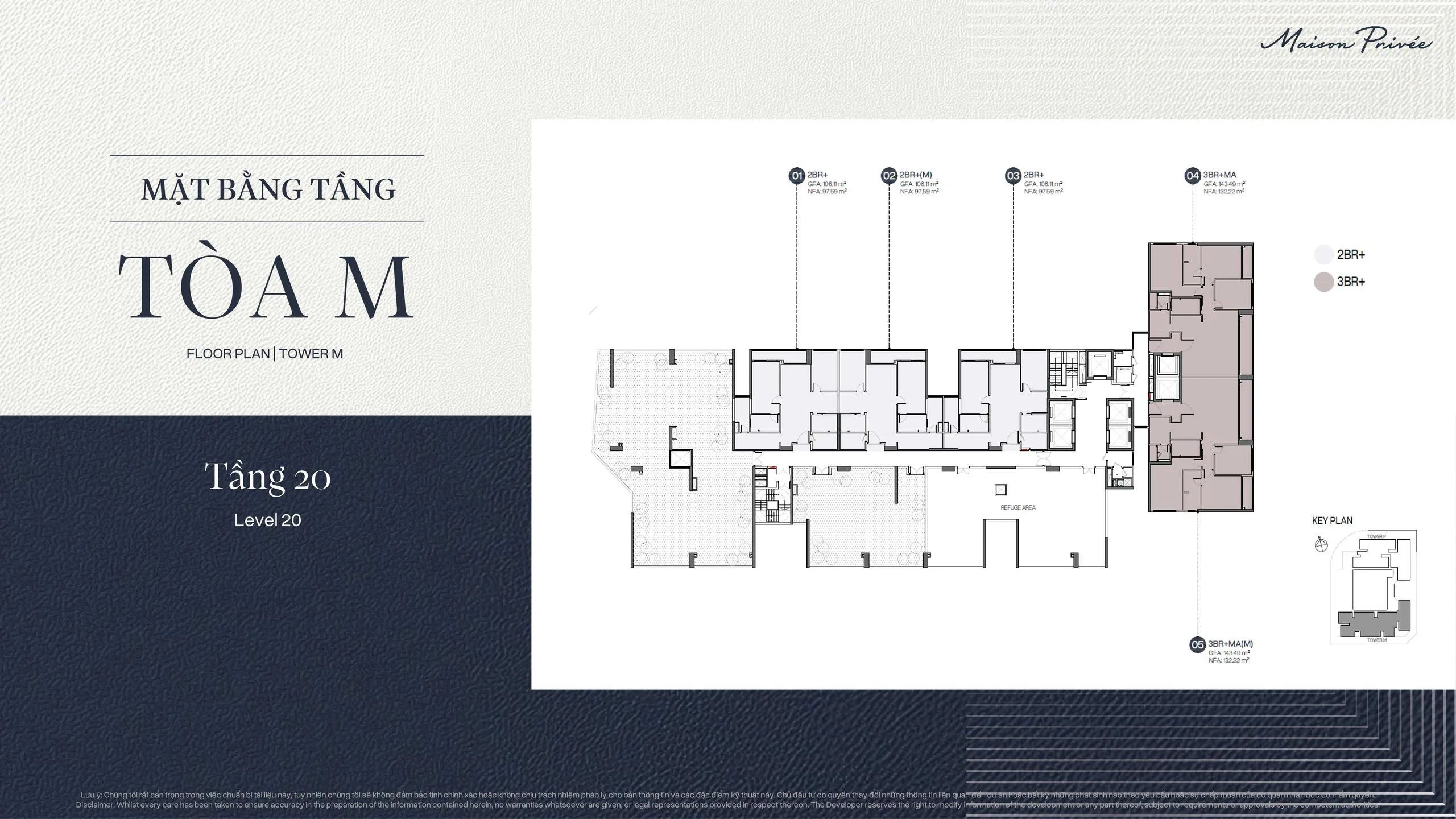 Mặt bằng Maison Privée Tây Hồ Tòa M tầng 20, 5 căn hộ và khu tránh nạn
